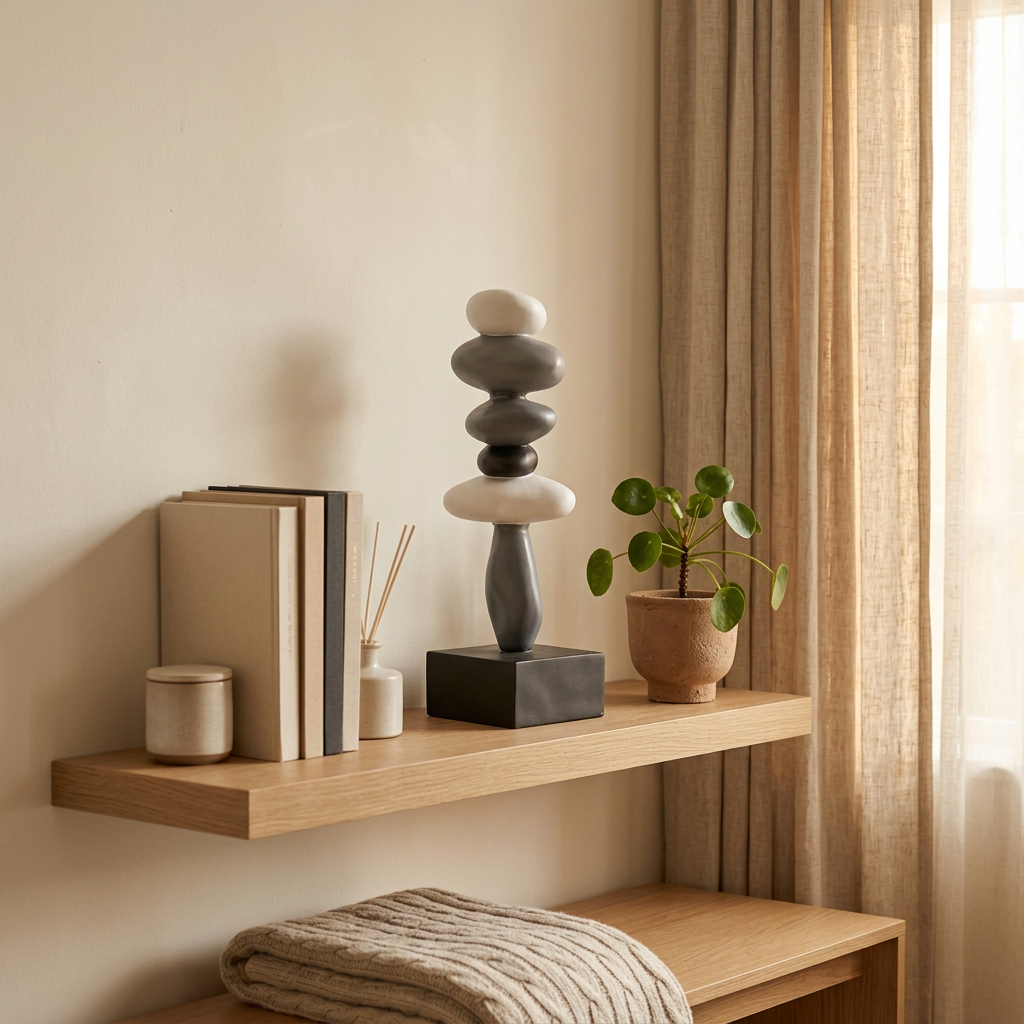 Abstract Balanced Stone Figurine on Gallery Base