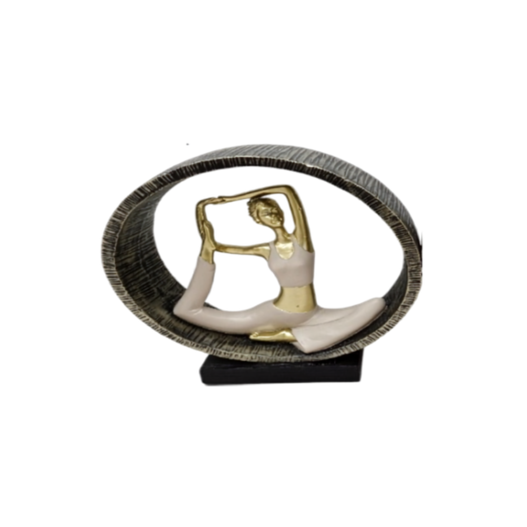 Elegant Yoga Pose Oval Frame Sculpture
