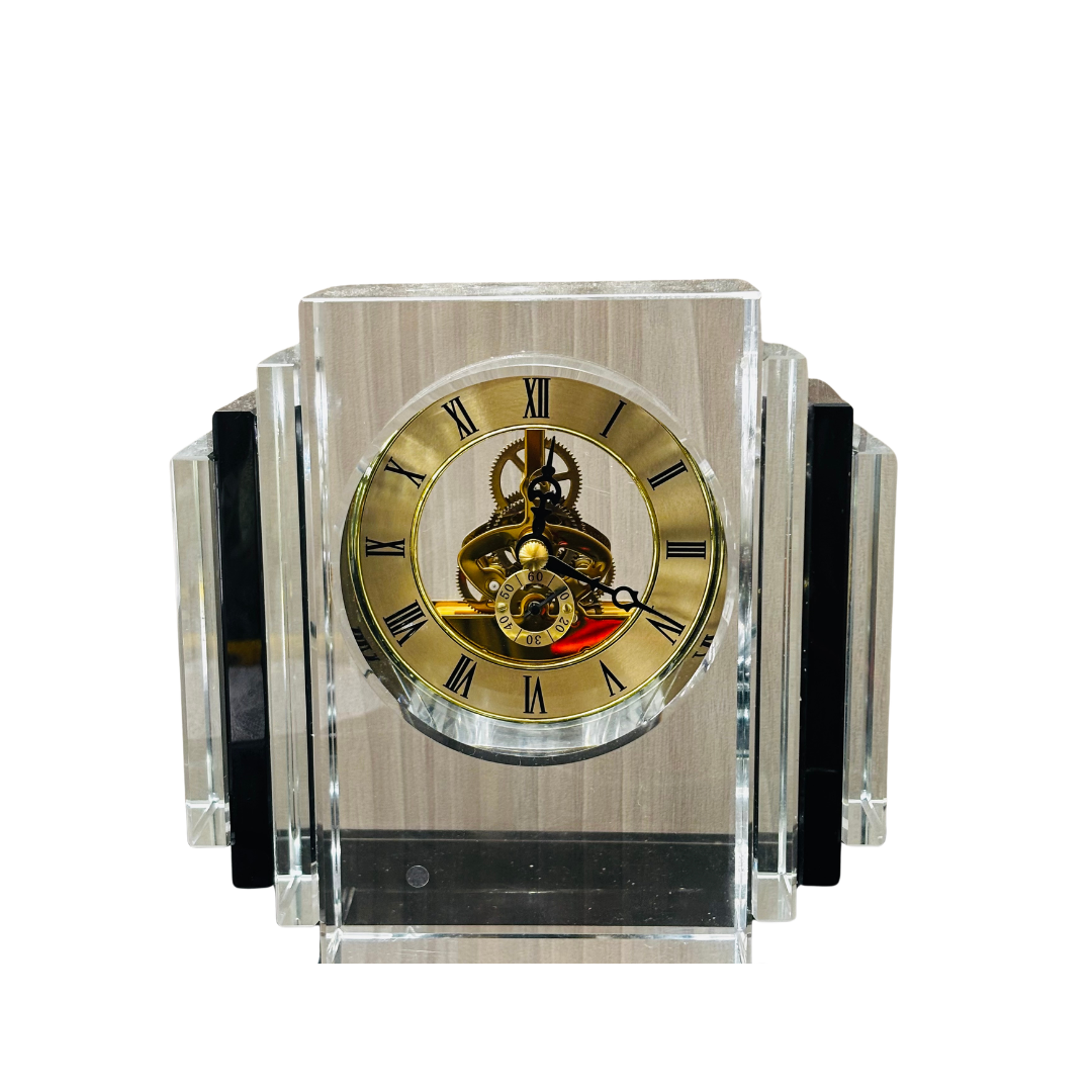 Imperial Art Deco Crystal Desk Clock