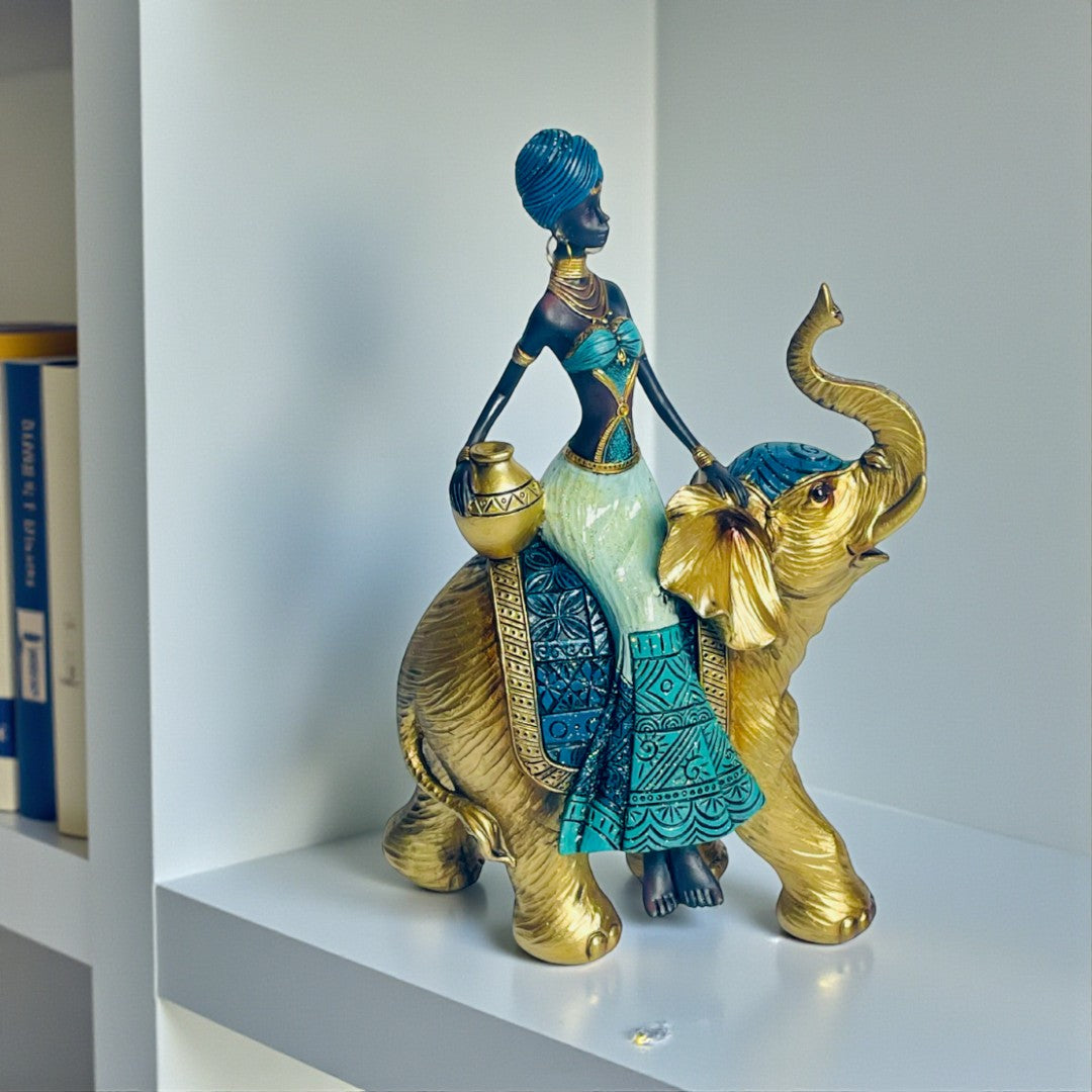 Tribal Lady With Elephant Modern Decorative Showpiece