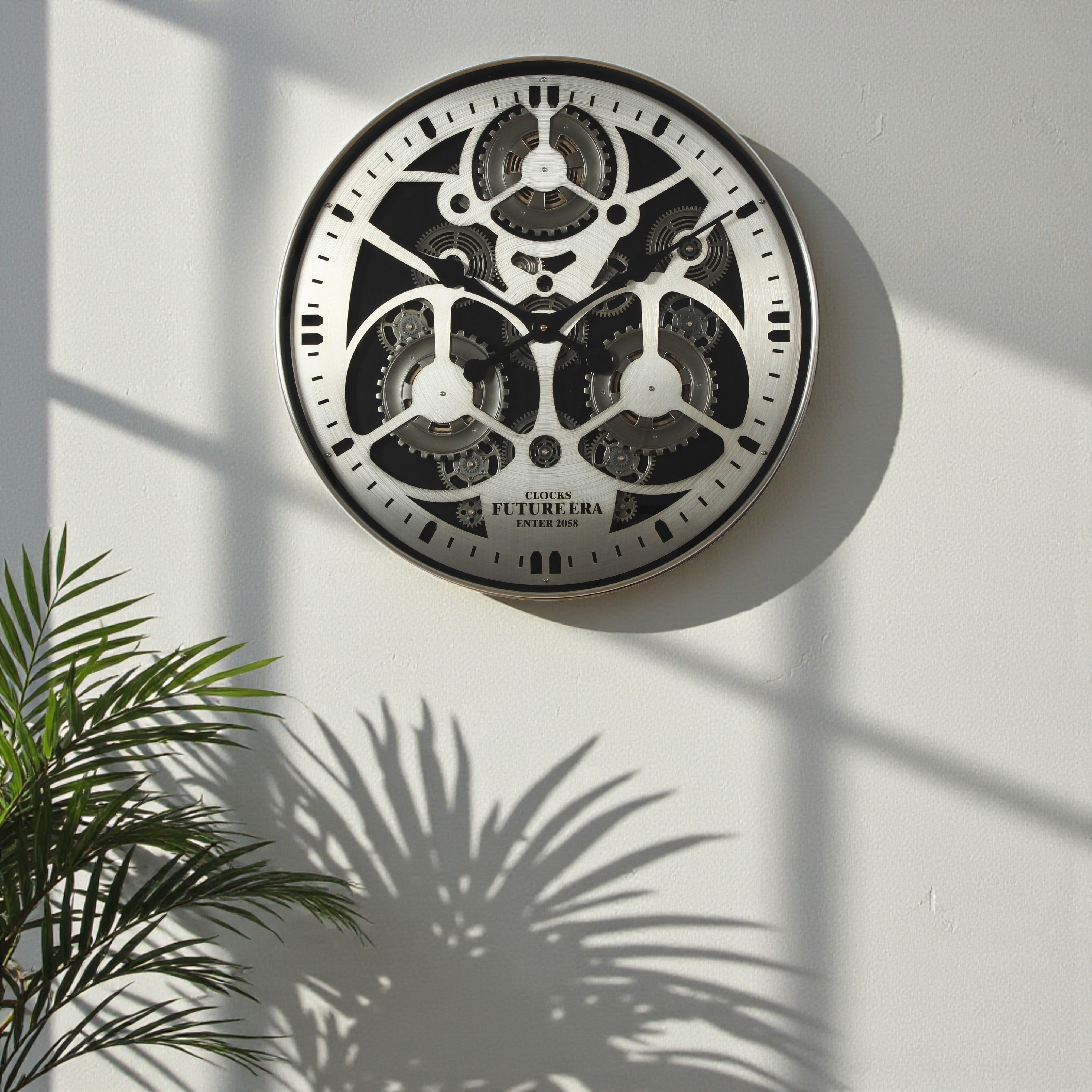 Futuristic Gear Wall Clock – 60cm Sleek Metallic Design