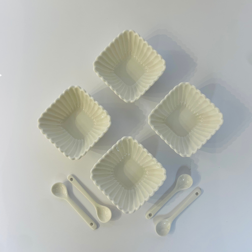 Classic Shell – White Ceramic Serving Bowl -Set Of 8
