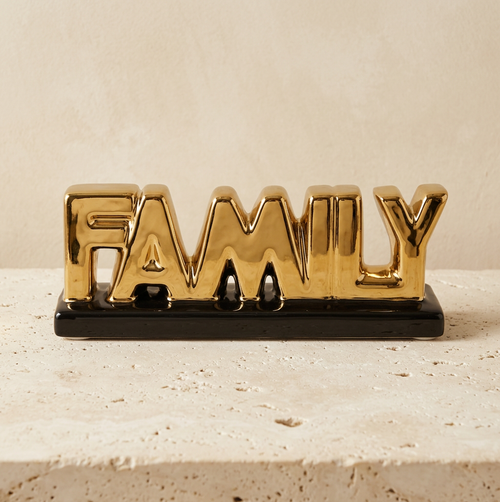 Modern "FAMILY" Word Block Sculpture