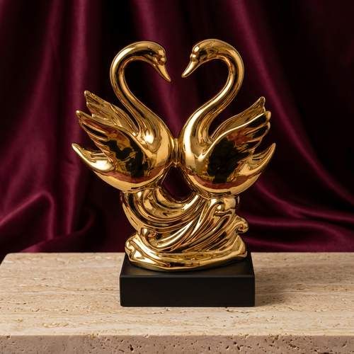 Majestic Gold Swan Harmony Sculpture