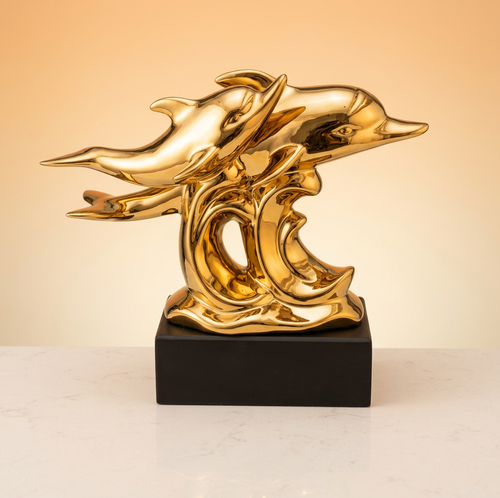 Luxury Gold Dolphin Pair Tabletop Figurine