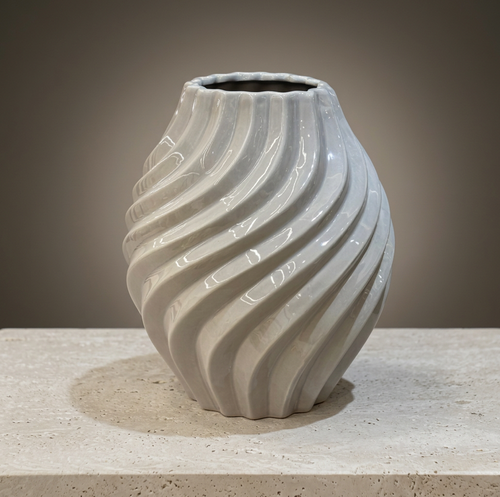 Modern Grey Swirl Ceramic Urn Vase