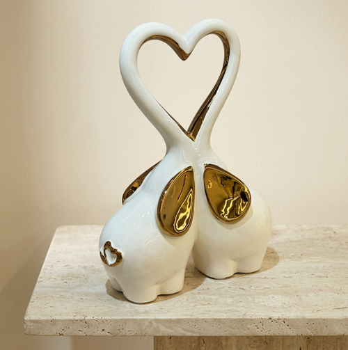Heart-Trunk Elephant Couple Sculpture