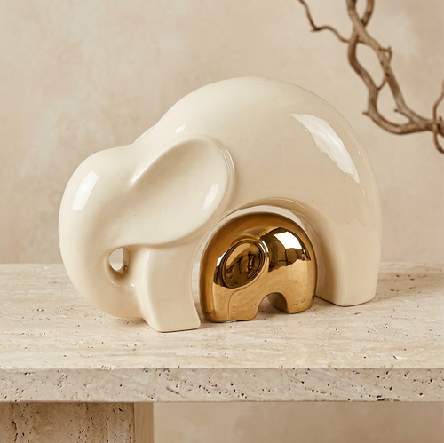 Modernist Regal Elephant Family Statue