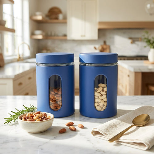 Matte Royal Blue Storage Canister Set of 2
