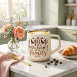Mom Is the Heart of the Family Speckled Mug