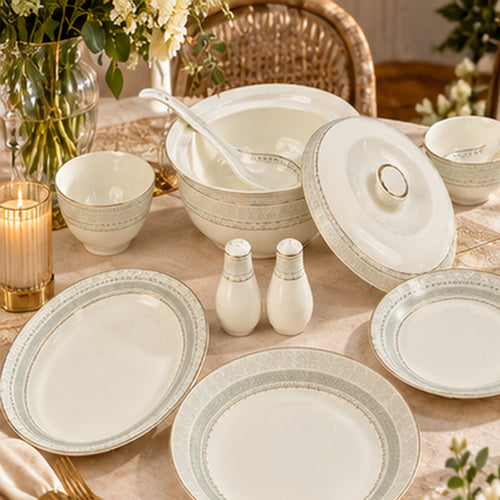 Pastel Patterned New Bone China 39 Piece Dinner Set
