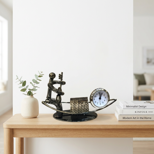 Metal Musician Boat Desk Clock