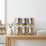 Elegant 6 Piece Glass Storage Jars with Stand 400 ml