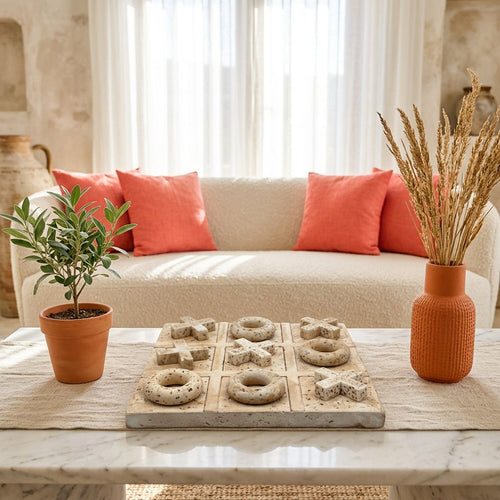 Luxe Stone Tic-Tac-Toe Tabletop Sculpture & Game