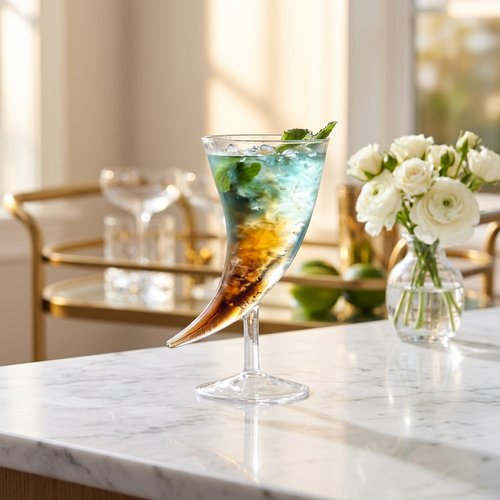 Horn Shaped Cocktail Glass with Stem Base