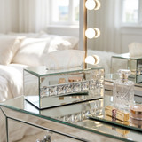Luxury Silver Mirrored Glass Rectangular Tissue Box