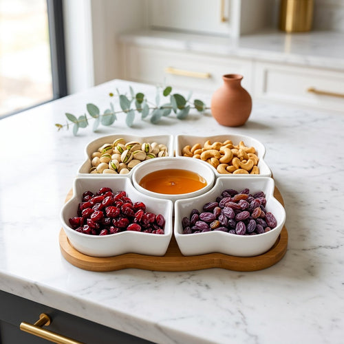 Botanical Clover Ceramic Relish & Snack Server Set