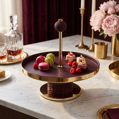 Elegant Single Tier Gold Rimmed Serving Platter