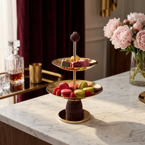 Crown Gold 2-Tier Dessert Stand & Centerpiece Tower