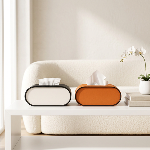 Modern Oval PU Tissue Box Cover