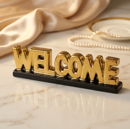 Elegant Gold "WELCOME" Tabletop Sign