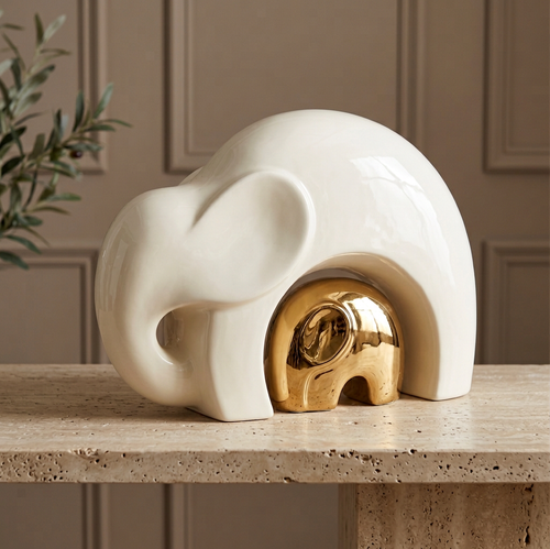 Modernist Regal Elephant Family Statue