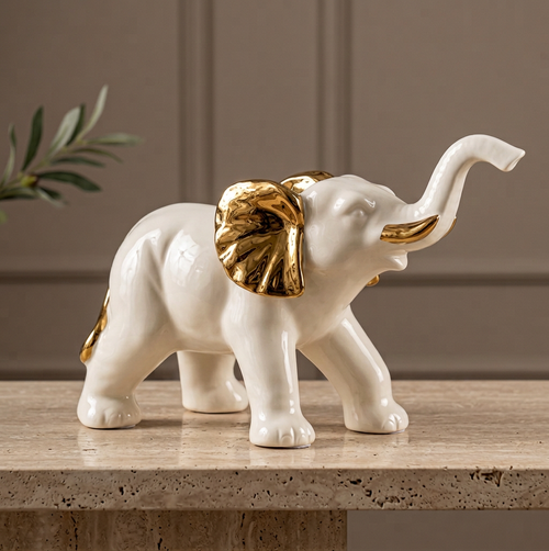 Modern Gold Textured Lucky Elephant Statue