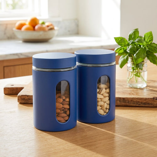 Matte Royal Blue Storage Canister Set of 2