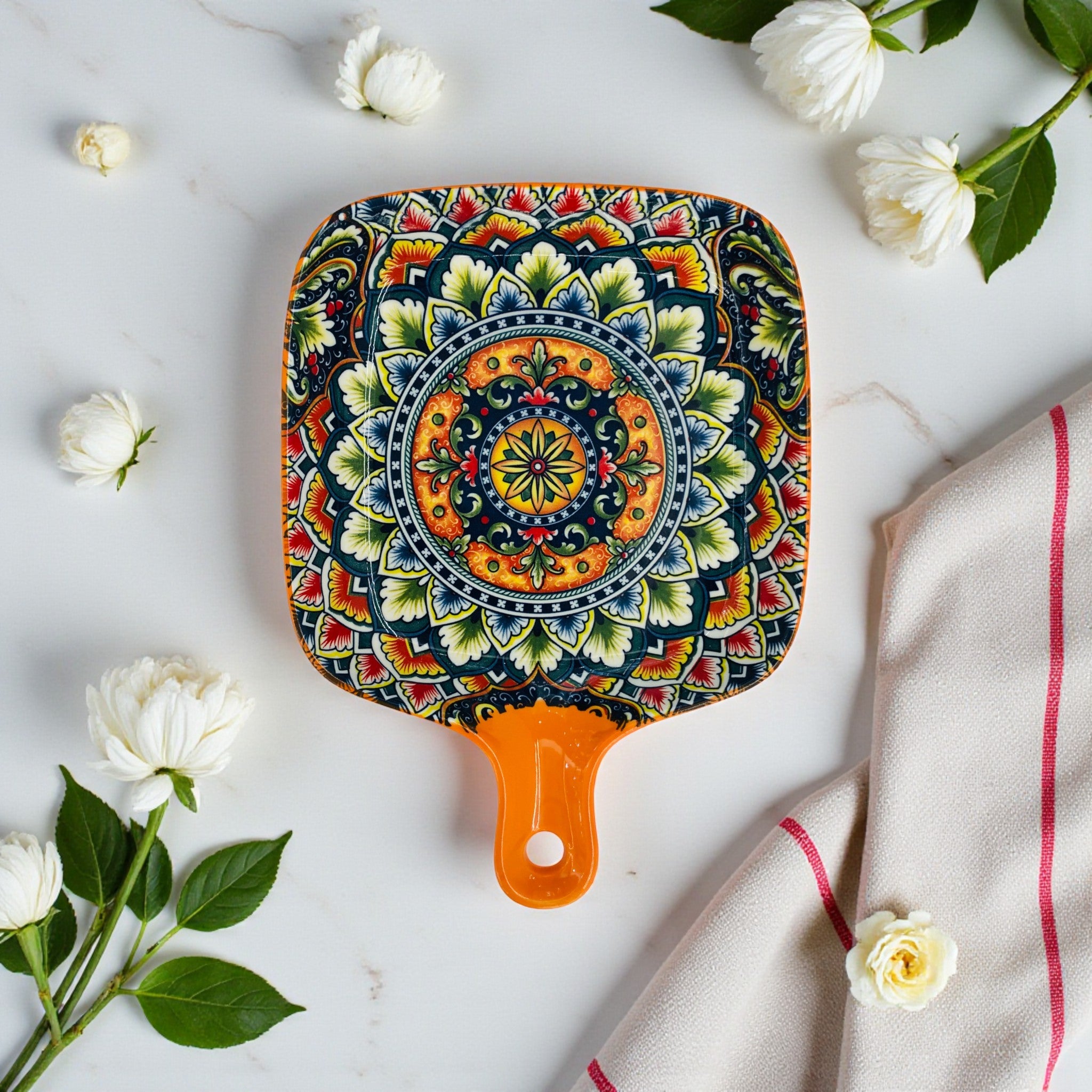 Turkish Ceramic Serving Platters – Vibrant & Royal Designs with Handles 6pcs Set