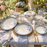 Blush & Bloom Garden — Sky Blue & Pink Floral Dinner Set 39 Pcs