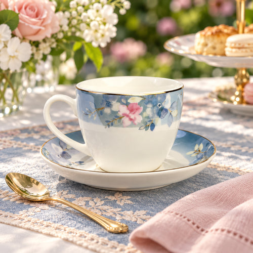 Blush & Bloom Garden Fine Teacup & Saucer Set 12 Pcs