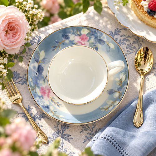 Blush & Bloom Garden Fine Teacup & Saucer Set 12 Pcs