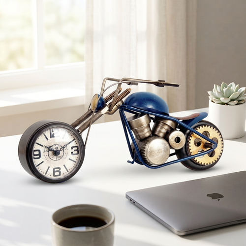 Vintage Industrial Metal Motorcycle Table Clock