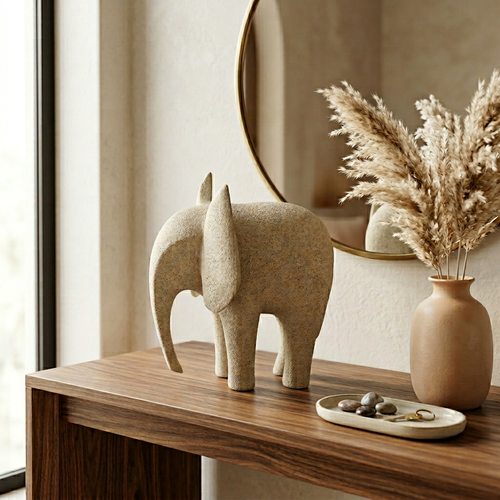 Minimalist Curved Elephant Sculpture