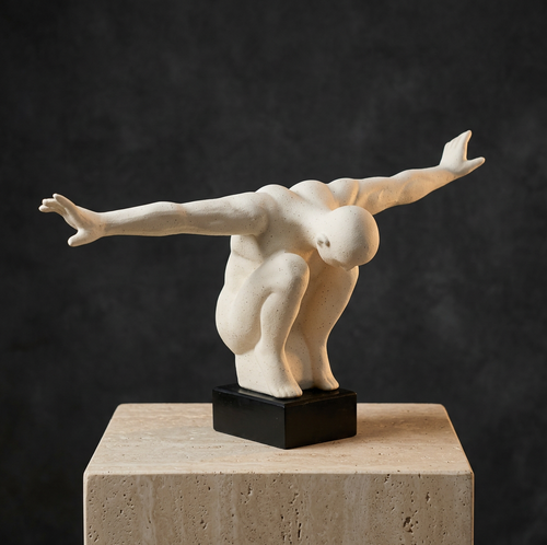 Modernist Crouching Diver Sculpture