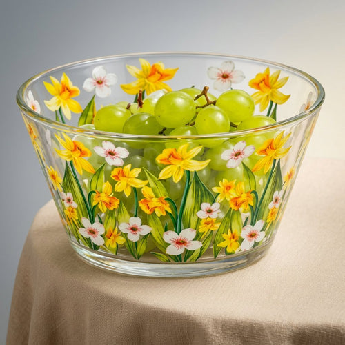 Printed Clear Glass Serving  Dessert Bowl