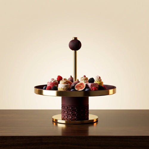 Elegant Single Tier Gold Rimmed Serving Platter