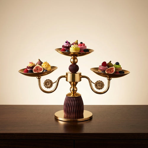 Crown Gold 3-Bowl Multi-Level Appetizer & Dessert Stand