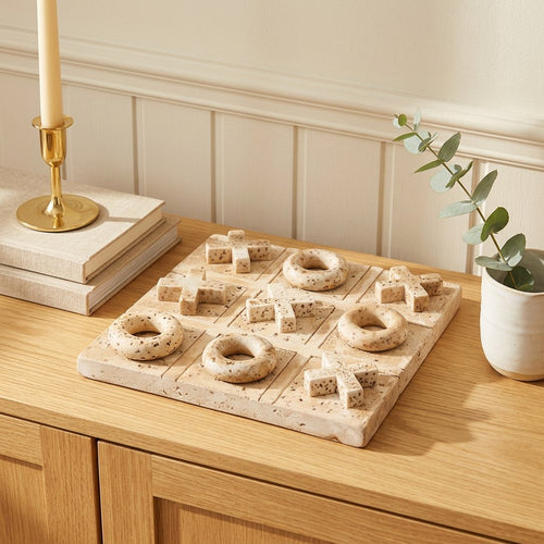 Luxe Stone Tic-Tac-Toe Tabletop Sculpture & Game