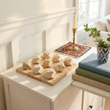 Geometric Stone Block Tic-Tac-Toe Tabletop Decor