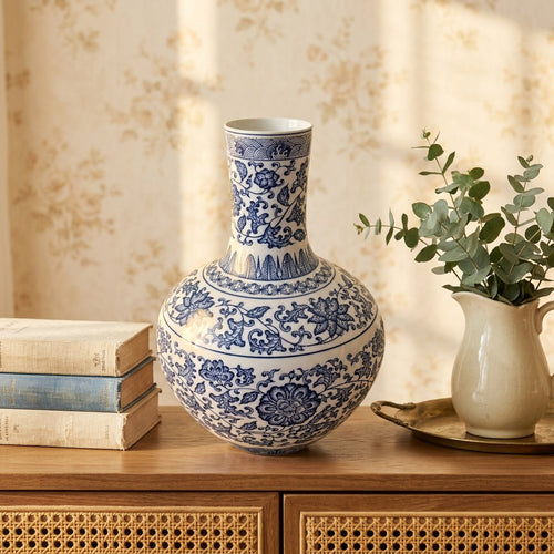 Regal Blue and White Globe Vase