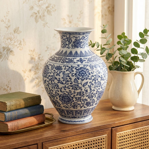 Heritage Blue and White Ovoid Temple Vase