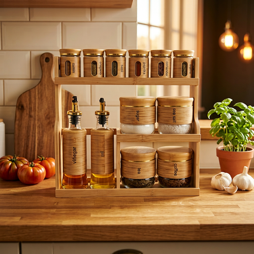12 Piece Wooden Rack Kitchen Storage Set