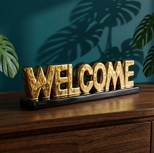 Elegant Gold "WELCOME" Tabletop Sign