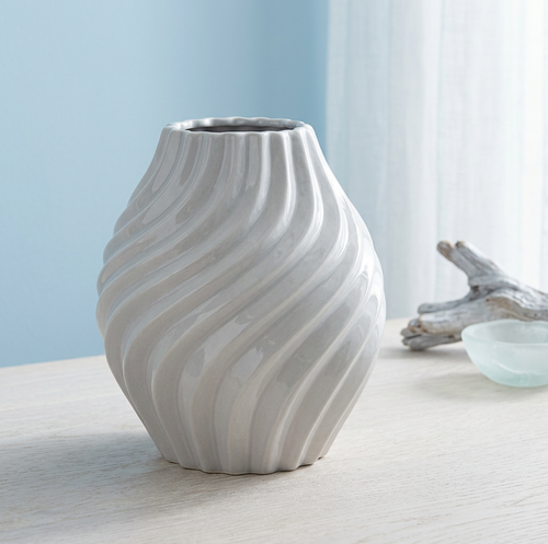 Modern Grey Swirl Ceramic Urn Vase