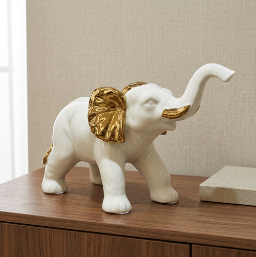 Modern Gold Textured Lucky Elephant Statue