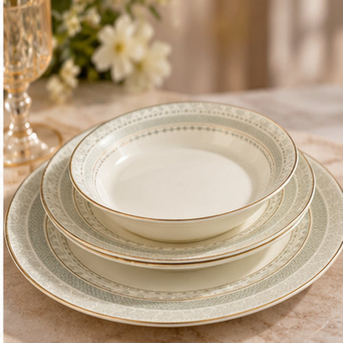 Pastel Patterned New Bone China 39 Piece Dinner Set