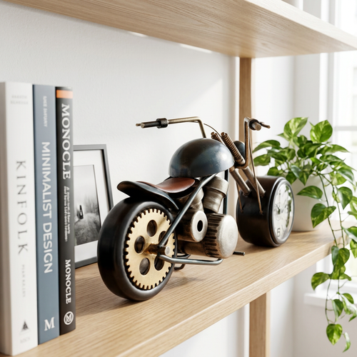 Vintage Industrial Metal Motorcycle Table Clock