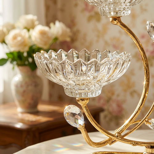 3-Tier Glass Serving Stand with Gold Metal Frame