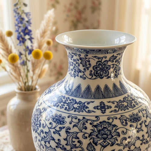 Heritage Blue and White Ovoid Temple Vase